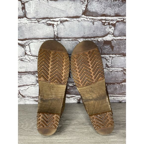 Sanita Brown Nubuck Leather Round Clogs Wooden Heel Shoes Women Sz 40EU/9.5M US - Picture 6 of 16